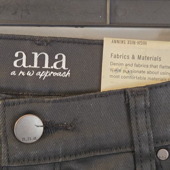 ANA Leather Look Coated Denim High Rise Skinny Leg Pants Jeans 16P Plus Petite - Picture 4 of 8